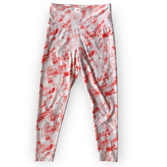 Kyodan Pants - Kyodan Women's Pink & White Tie Dye Stretch High Waist Cropped Leggings Sz Med